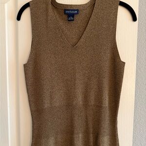 Ann Taylor Tan V-Neck Knit Top